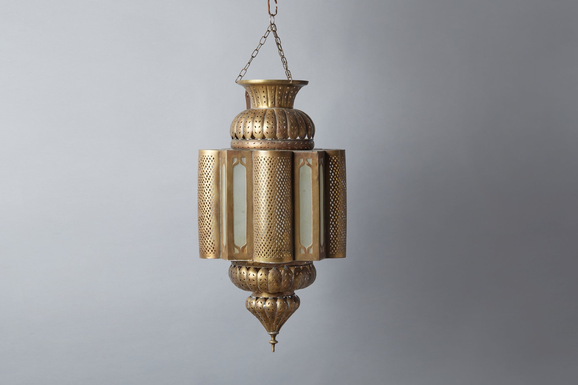 Pierced Brass Hanging Lantern from Morocco