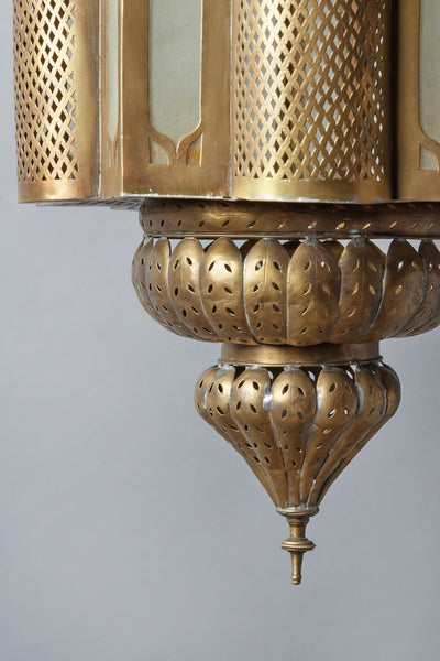 Pierced Brass Hanging Lantern from Morocco