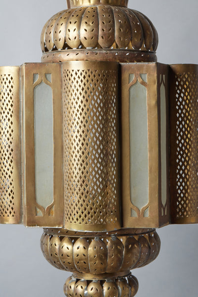 Pierced Brass Hanging Lantern from Morocco