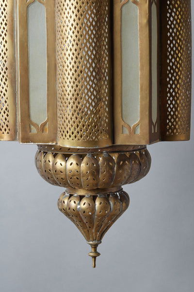 Pierced Brass Hanging Lantern from Morocco