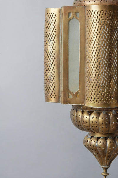 Pierced Brass Hanging Lantern from Morocco