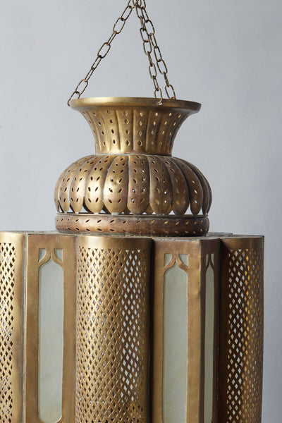 Pierced Brass Hanging Lantern from Morocco