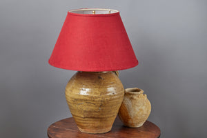 Thai Yellow Storage Jar Converted as a Lamp