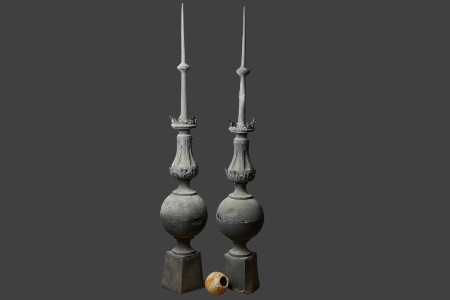 Extra Large French Zinc Chateau Finials