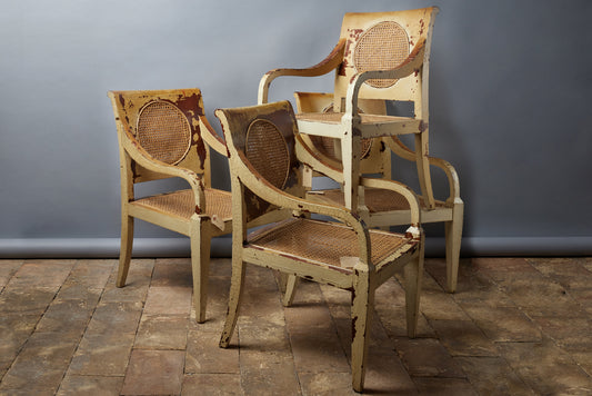Set of Four Dutch Colonial Teak & Cane Chairs