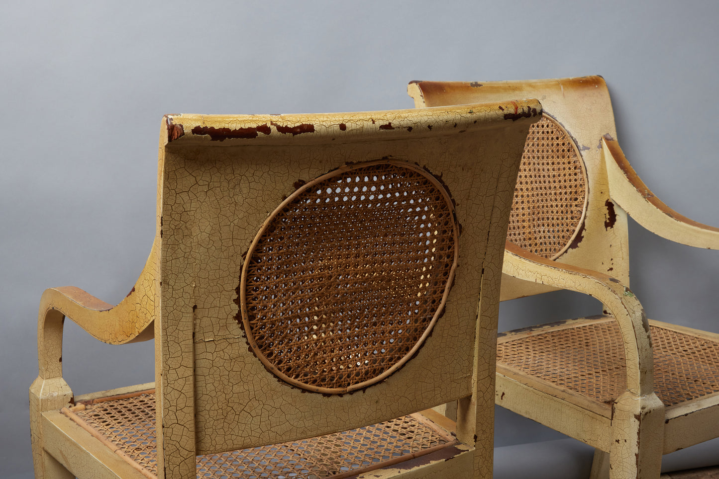 Set of Four Dutch Colonial Teak & Cane Chairs