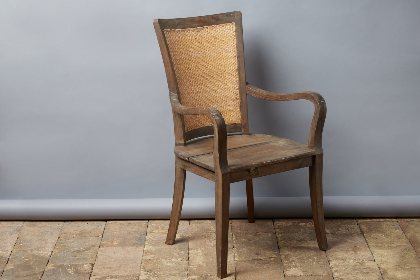 Teak & Rattan Dining Armchairs