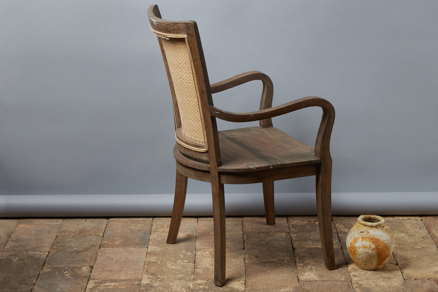 Teak & Rattan Dining Armchairs