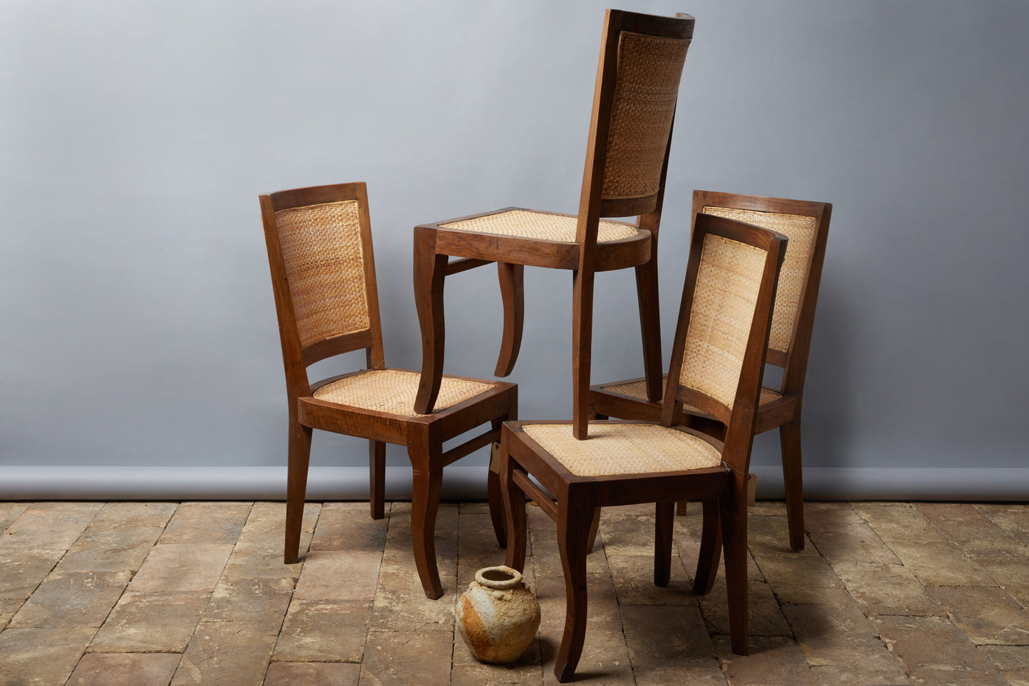 Set of Ten (10) Teak Dining Chairs