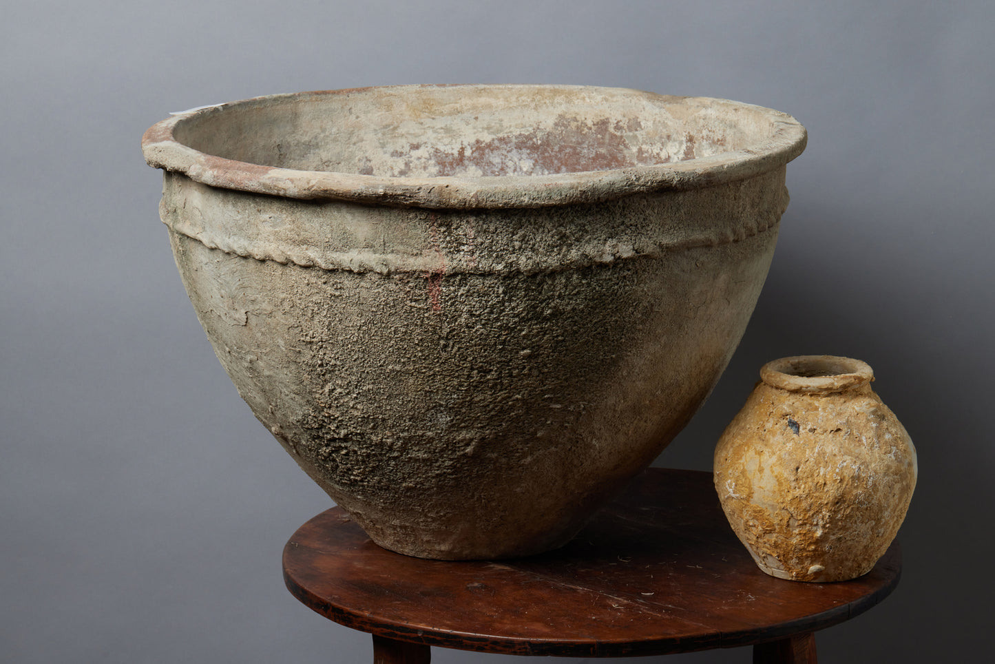 Large Sumatran Limed Terra Cotta Bowl