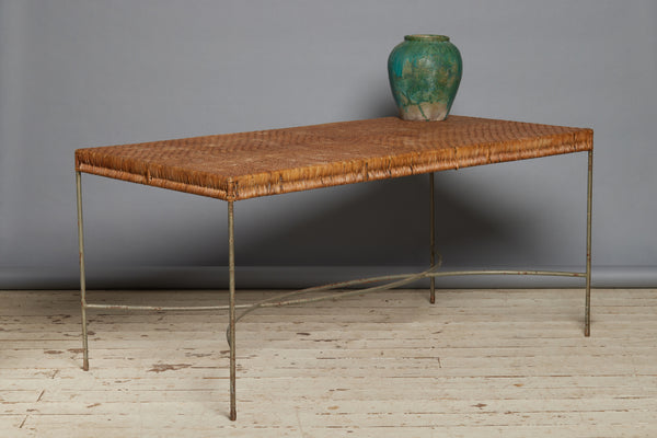 1940's French Steel & Rattan Dining Table
