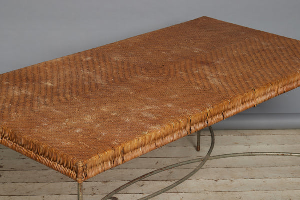 1940's French Steel & Rattan Dining Table