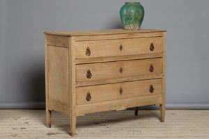 19th Century Gustavian 3 Drawer Commode in Bleached Oak