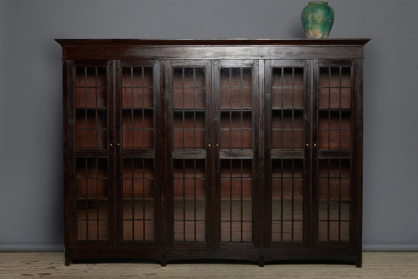 Art Deco Dutch Colonial 6 Door Library Cabinet from Jakarta with Adjustable Shelves