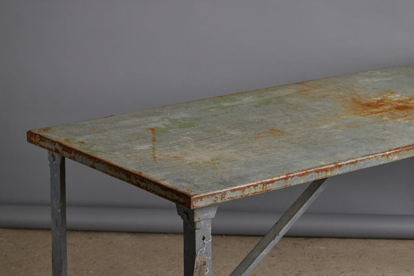 Early 20th Century French Industrial Metal Garden Table