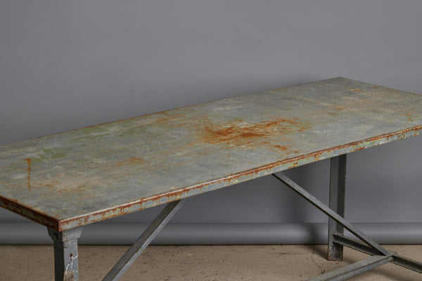 Early 20th Century French Industrial Metal Garden Table