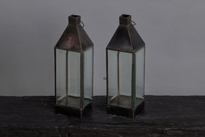 Small Tin and Beveled Glass Lantern from Bali