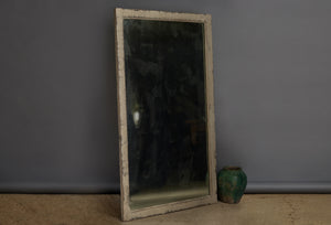 Large/Early 20th Century Mirror with Original Mirror Plate & Old White Painted Frame