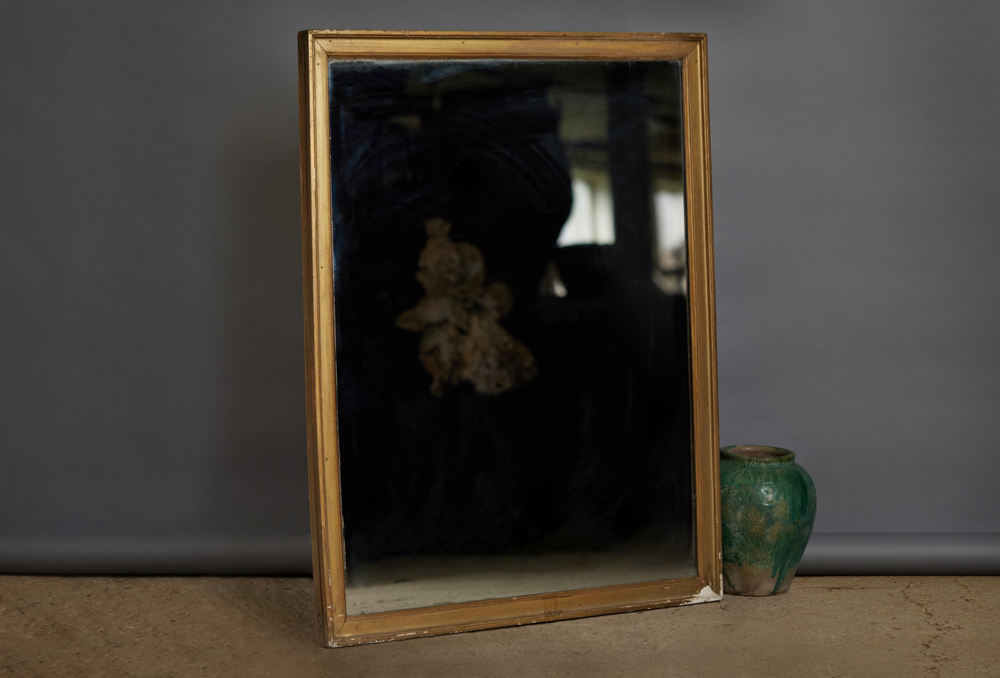 Early to Mid 19th Century French Square Gilt Frame with Original Mirror Glass