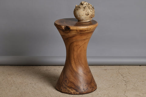 Tamarind Stool Side Table with a Hourglass Form