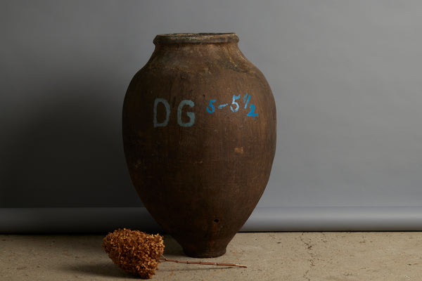 19th Century Portuguese Terra Cotta Oil Jar with Markings