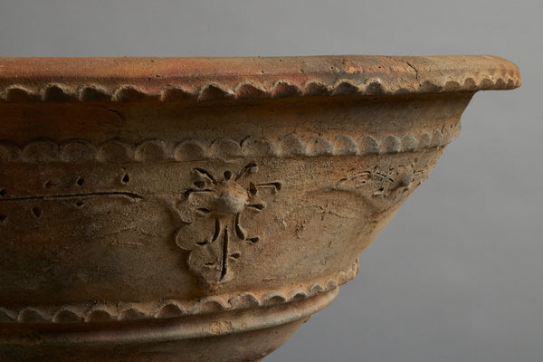 Very Large Shallow Decorated Terracotta Pot from Java