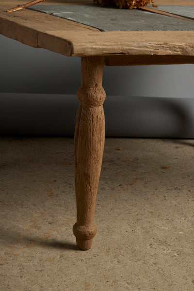 Teak Table with Two 17th Century Belgian Bluestone Panels