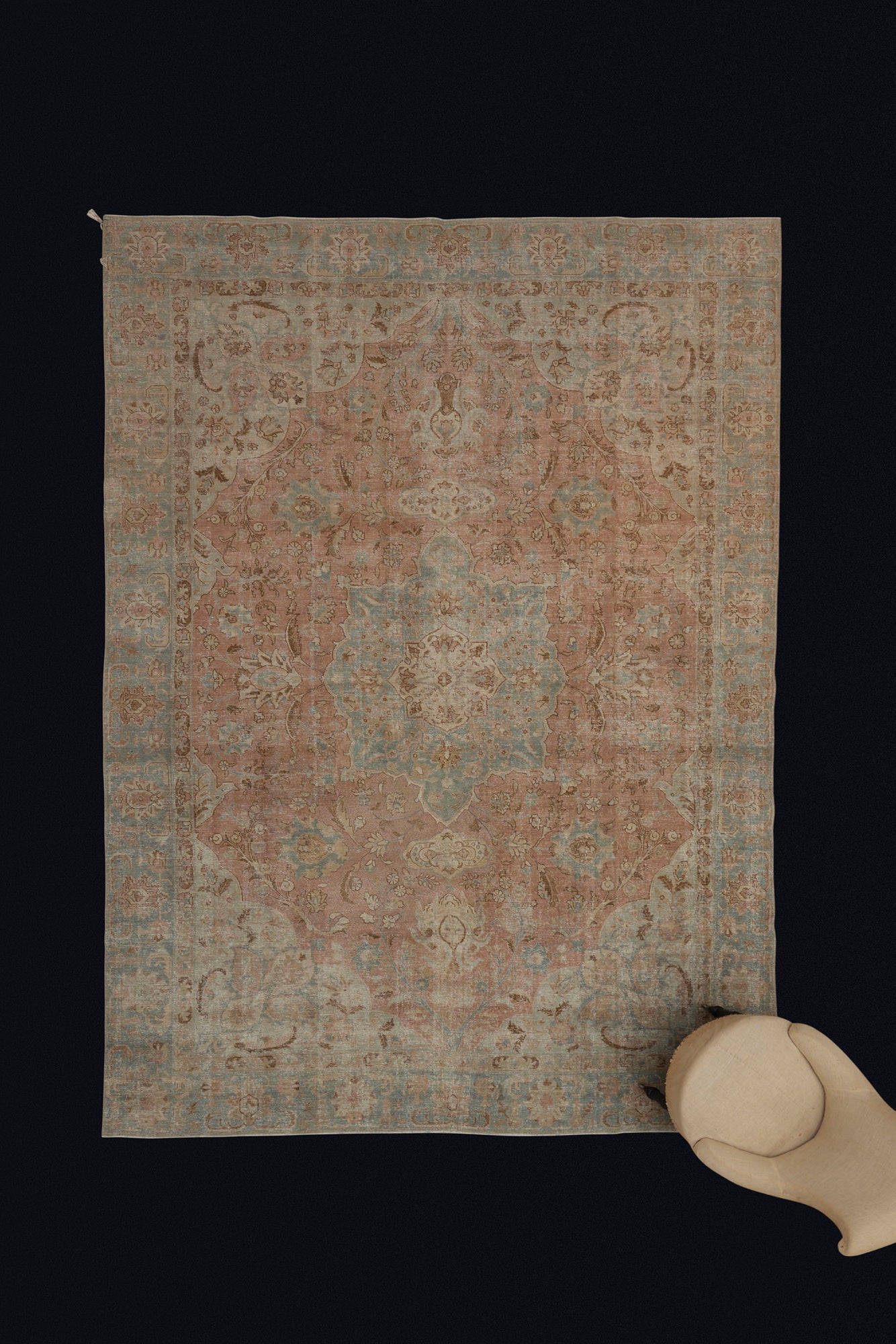 Large Finely Woven 19th Century Oushak in Apricot & French Blue.............. (8'8'' x 11'10'')