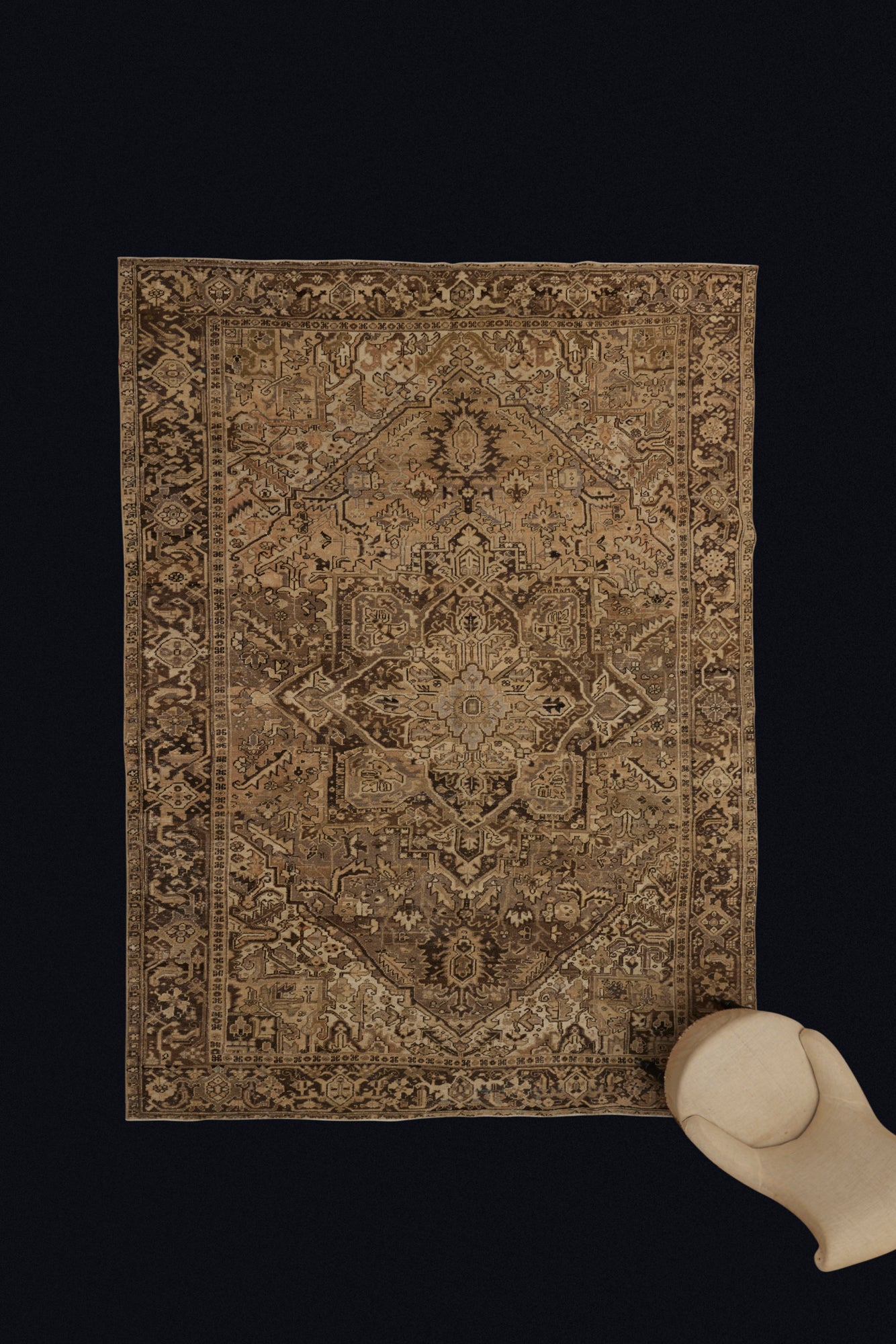 19th Century Anatolian Sevas with Central Motif in Pale Gold, Browns & Greys .............. (7'11'' x 10'9.5'')