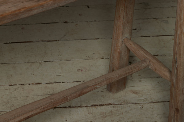 Weathered Teak Console with Old Butterfly Repairs to Top.