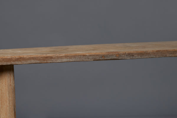 Weathered Teak Console with Old Butterfly Repairs to Top.