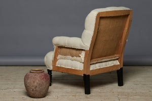 French Late Nineteenth Century Tufted Rolled Arm Chair