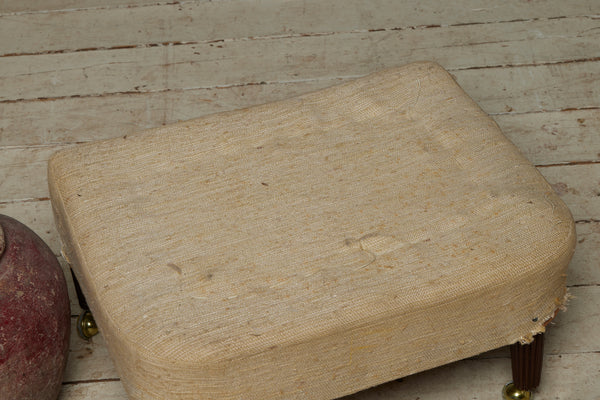 French Small 1920's Hassock with Reeded Tapered Legs on Casters