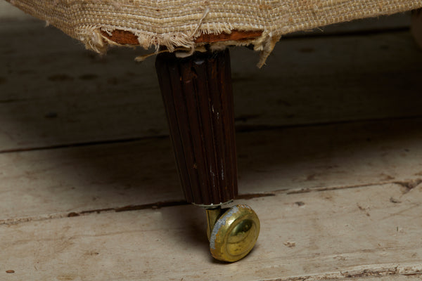 French Small 1920's Hassock with Reeded Tapered Legs on Casters