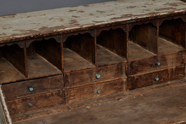 Spanish 18th Century Slant Front Secretariat Desk in Interesting Painted Patina Finish