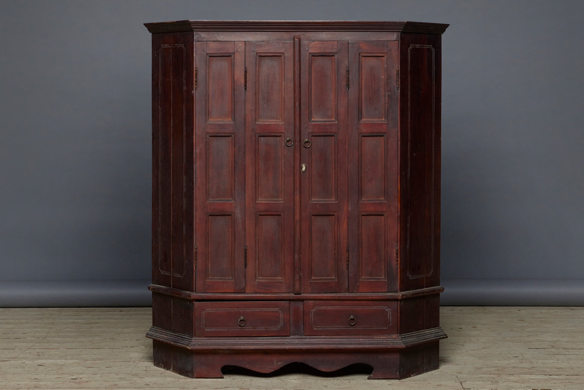 Dutch Colonial Corner Cabinet with Two Bi-fold Doors