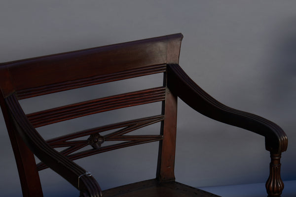 Elegant Pair of Plank Seated Teak Raffles Chairs from Batavia