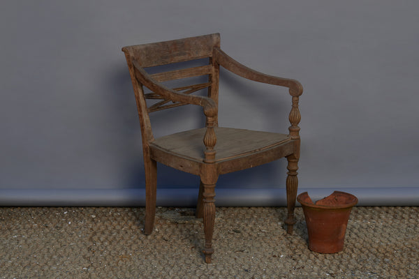 Teak Raffles Chair from Java with Plank Seat