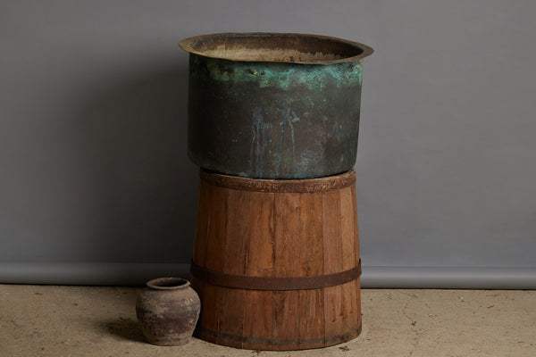 19th Century Large French Copper Pot with a Drainage Hole in Bottom