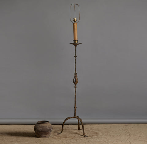 1940's Spanish Gilt Iron Floor Lamp