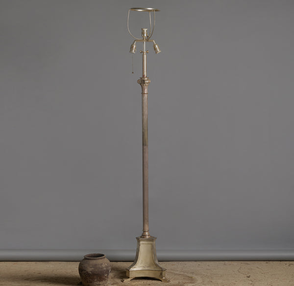 Silver Plated Spanish Adjustable Floor Lamp with Corinthian Capitol