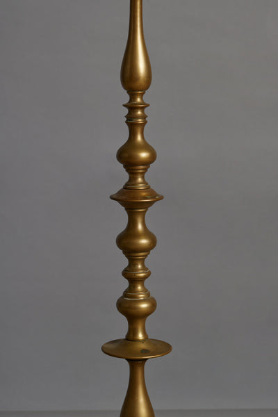 Heavy Turned Brass 1930's Spanish Floor Lamp with Gooseneck