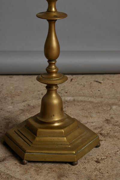Heavy Turned Brass 1930's Spanish Floor Lamp with Gooseneck