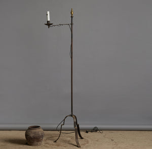 1930's Iron and Brass Swing Arm Spanish Floor Lamp