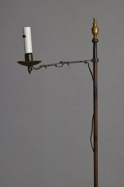 1930's Iron and Brass Swing Arm Spanish Floor Lamp