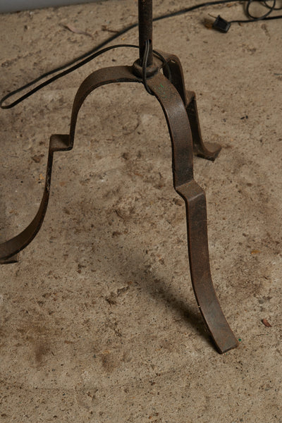 1930's Iron and Brass Swing Arm Spanish Floor Lamp