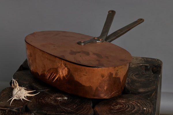 Oval Copper French 19th Century Saucepan with Lid