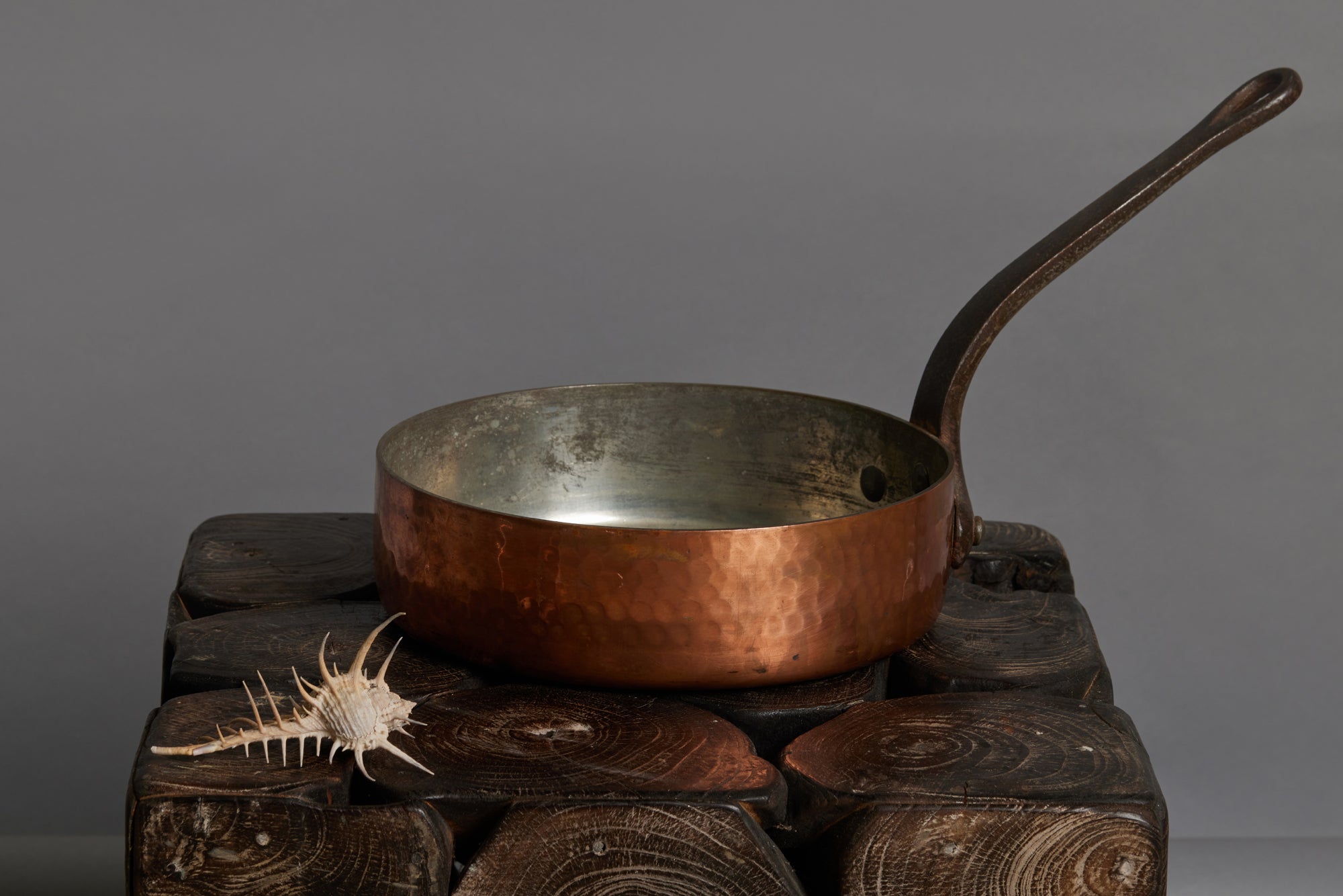 Early French Copper Saucepan with Iron Handle