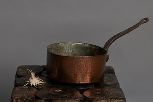 Old French Copper Saucepan with Hammered Surface