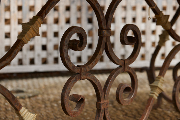Early 20th Century French Dining Table of Wrought Iron & Bronze with Limestone Top